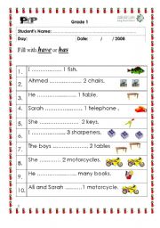 English Worksheet: has / have