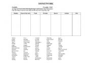 English Worksheet: Arrange the words below following the topics