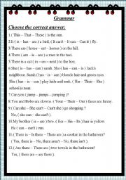 English Worksheet: Grammar Revision in can & Have got