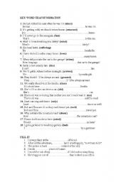 English worksheet: key word transformation fce