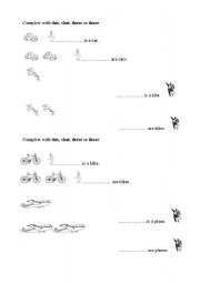 English worksheet: The demonstrative pronouns