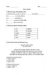 English worksheet: farm animals