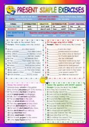 English Worksheet: PRESENT SIMPLE EXERCISES