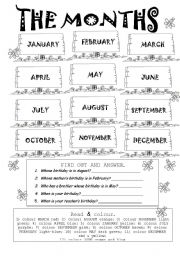 English Worksheet: THE MONTHS (editable)