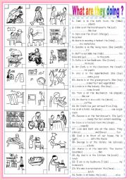 English Worksheet: what are they doing?