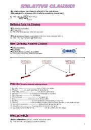 English Worksheet: Relative clauses THEORY + EXERCISES