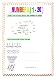 English worksheet: numbers ( 1-20)