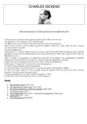 English Worksheet: charles dickens biography