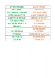 English worksheet: Family Stuff - Cue card