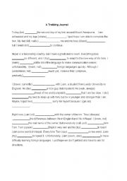 English worksheet: A trecking Journal