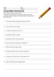 English Worksheet: Scrambled Sentences (Present Continuous) 