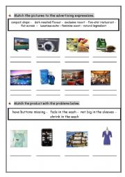 English worksheet: products