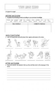 English Worksheet: The Lion King Video Workshop