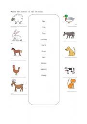 English worksheet: Farm animals