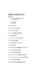 English worksheet: OBJECT PRONOUNS
