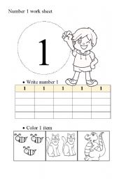 English worksheet: Number 1 work sheet