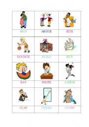 English Worksheet: ACTIONS-MEMORY GAME (2 OF 6) - (PELMANISM)