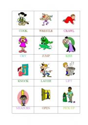 English Worksheet: ACTIONS (3 OF 6) -MEMORY GAME/PELMANISM