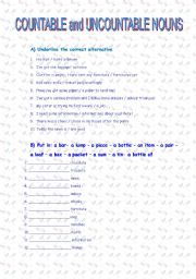 COUNTABLE and UNCOUNTABLE NOUNS