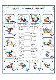 English Worksheet: WHATS GOOFY DOING? PRESENT CONTINUOUS - AFFIRMATIVE FORM