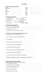 English Worksheet: Adverbs