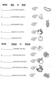 English Worksheet: this,that,these and those