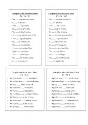 English Worksheet: Short form of TO BE