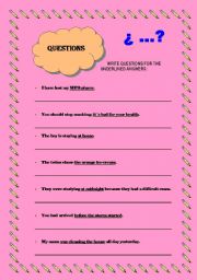 English worksheet: Ask for the underlined