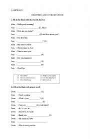 English Worksheet: Greeting