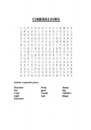 English Worksheet: Comparisons Word Search