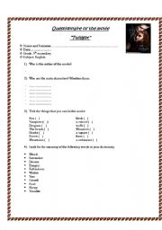 English Worksheet: Twilight questionnaire