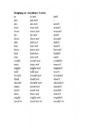 English worksheet: helping verb