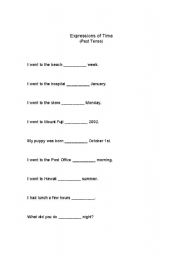 English worksheet: Expressions of Time 