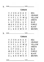 Colours Word Search