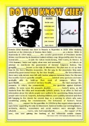 English Worksheet: DO YOU KNOW CHE? (!!! with KEY !!!) (PAST TENSE READING)