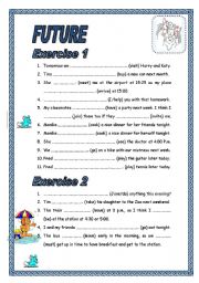 English Worksheet: 2 pages Will future/ Going to/Present Continuous/ Present Simple 