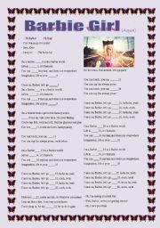 English Worksheet: barbie girl lyrics