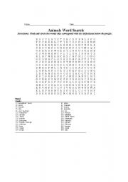 English Worksheet: animal puzzle