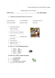 English Worksheet: BASIC ENGLISH TEST