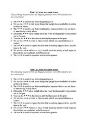 English worksheet: Dont get tense over your tenses