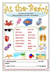 English Worksheet: At the Beach