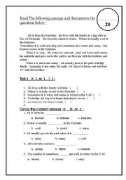 English Worksheet: reading comprehension