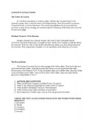 English worksheet: LONDONS ATTRACTIONS