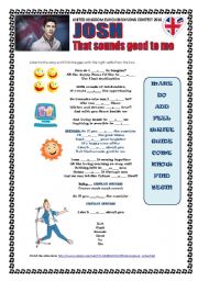 English Worksheet: UK EUROVISION SONG CONTEST ENTRY 2010 (JOSH-THAT SOUNDS GOOD TO ME)