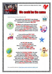 English Worksheet: TURKEY EUROVISION SONG CONTEST 2010: MANGA- WE COULD BE THE SAME