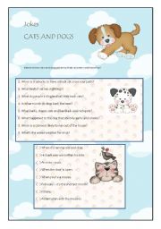 English Worksheet: Cats and Dogs Jokes