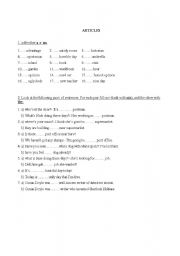 English Worksheet: Articles (a/an/the)