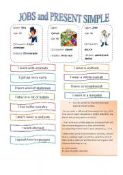 English Worksheet: JOBS and PRESENT SIMPLE