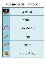 English Worksheet: Flashcards - school 1