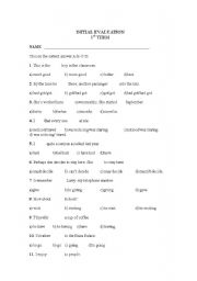 English Worksheet: Initial Evaluation